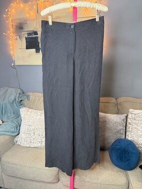 Faik Sönmez Black Wide Leg Pants Size 38 High Rise Elastic Waist